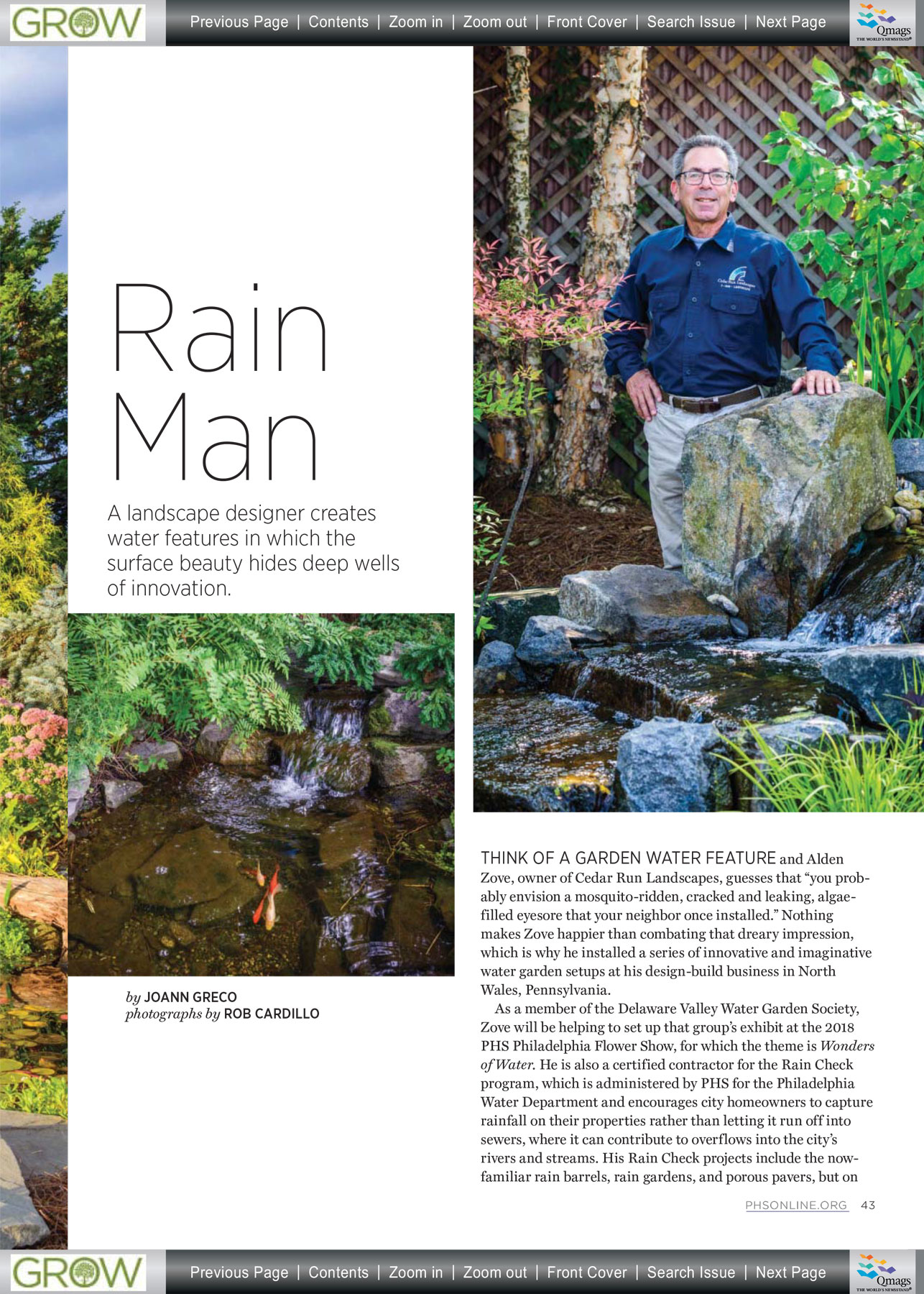 The Rain Guy in Grow Magazine Article